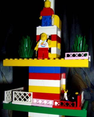 Interlocking Lego building blocks.