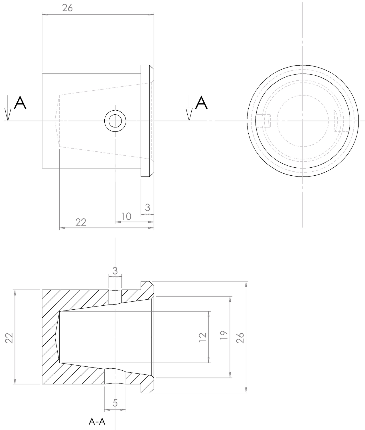 A technical engineering drawing with dimension lines.