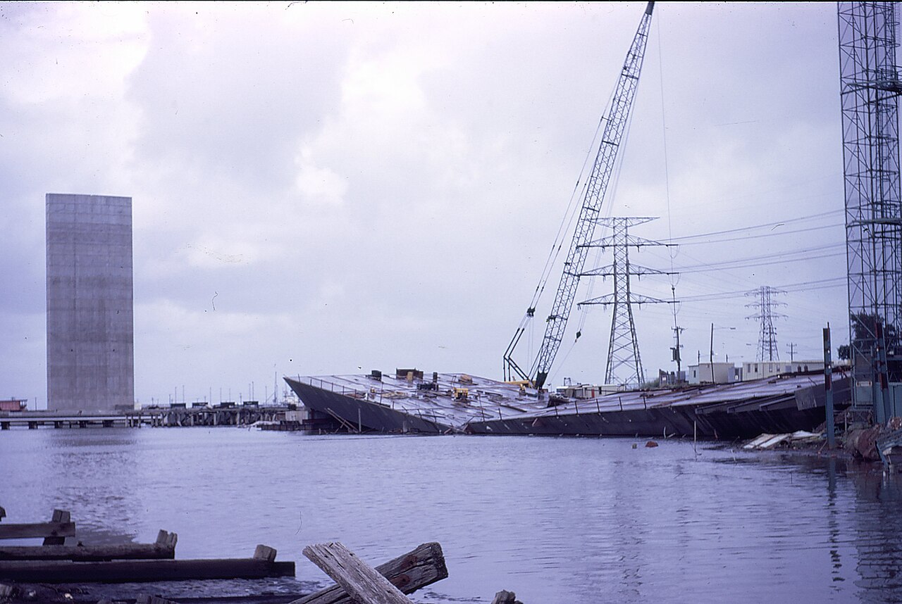 The collapsed span of the Westgate Bridge.